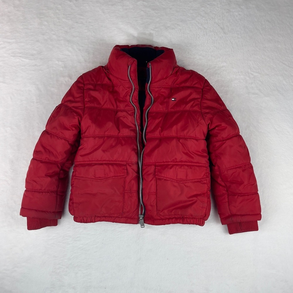 Tommy Hilfiger Puffer Jacket Boy Large Red Richard Classic Insulated Full Zipper
